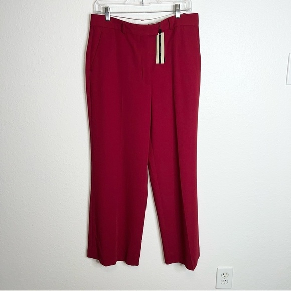 Topshop Pants Women 10 Wide leg Trousers Slacks Cranberry Red High Rise K - Picture 1 of 10